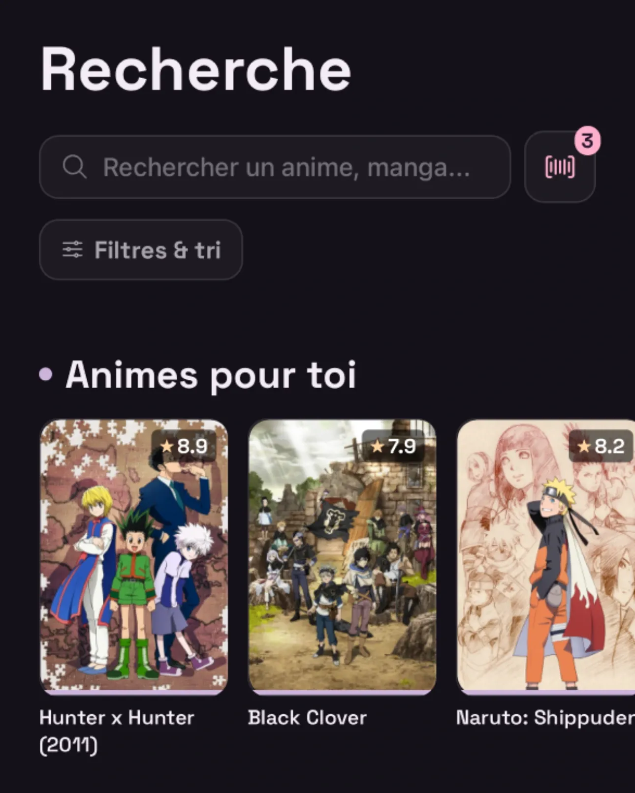 L'onglet Explorer : chercher un titre, et se voir proposer la suite.
